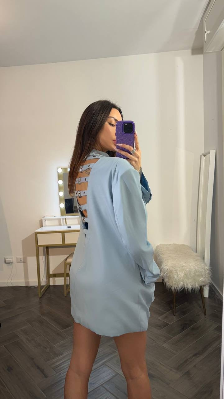 Blazer over azzurro taglia unica