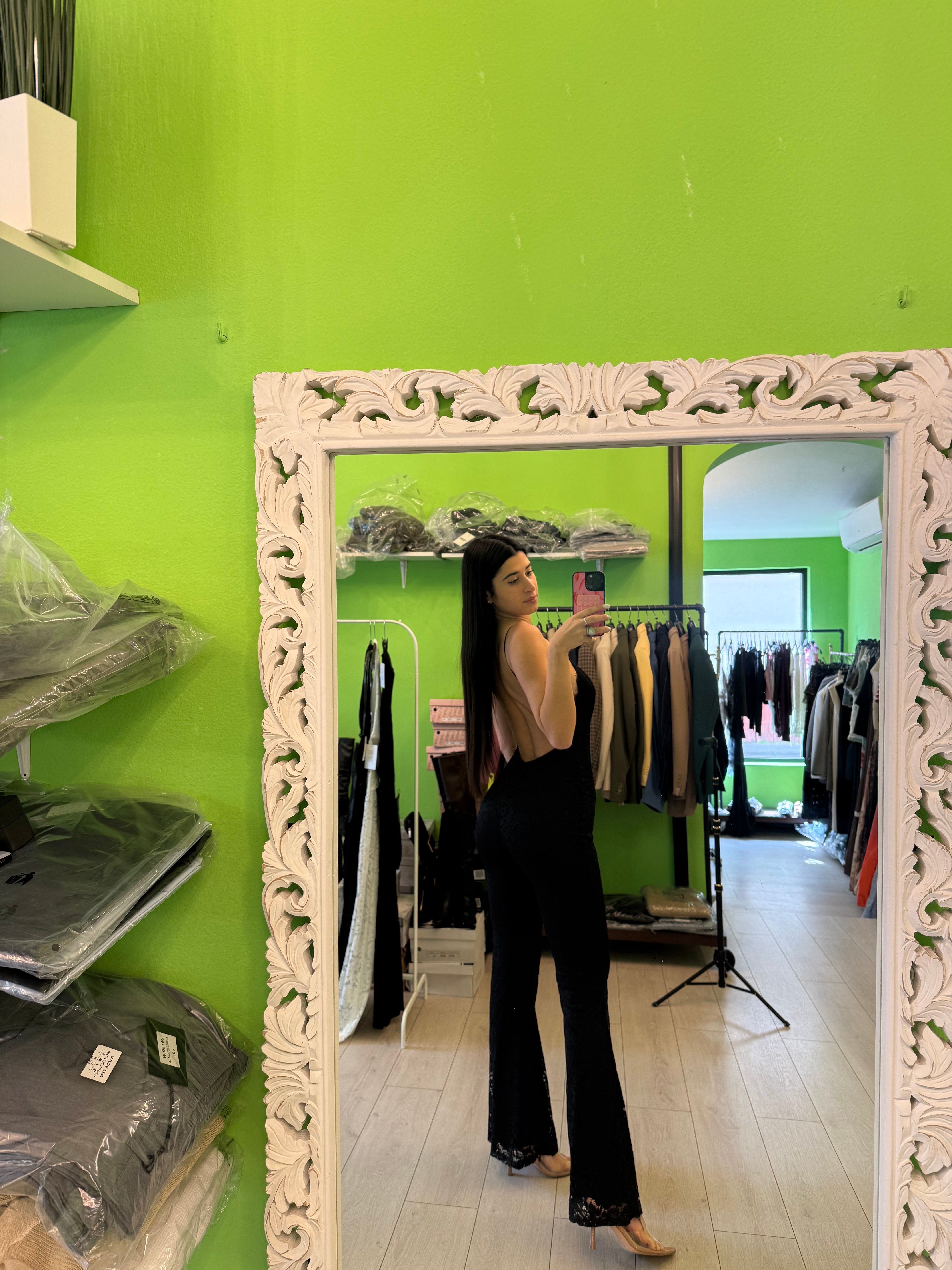 Jumpsuite interamente in pizzo nera