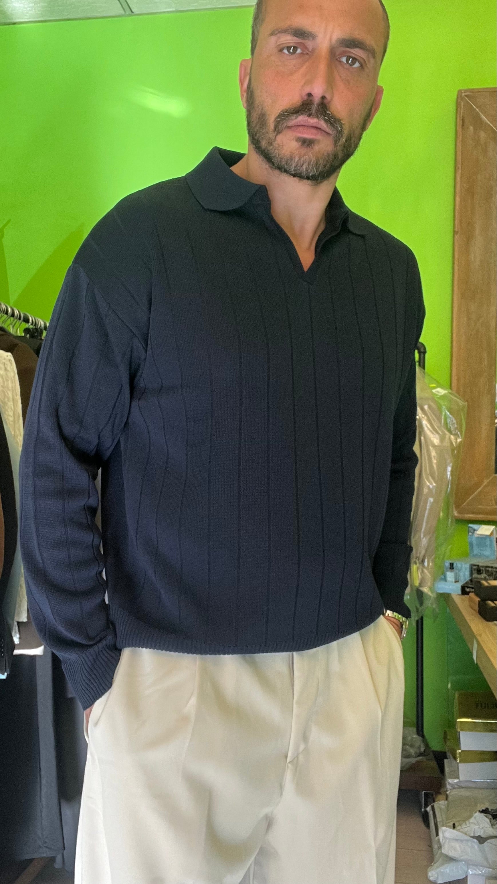 Polo in filo manica lunga