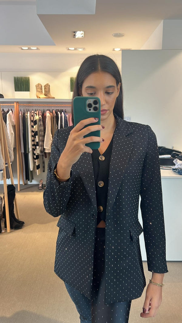 Blazer monopetto tempestato di strass taglia unica