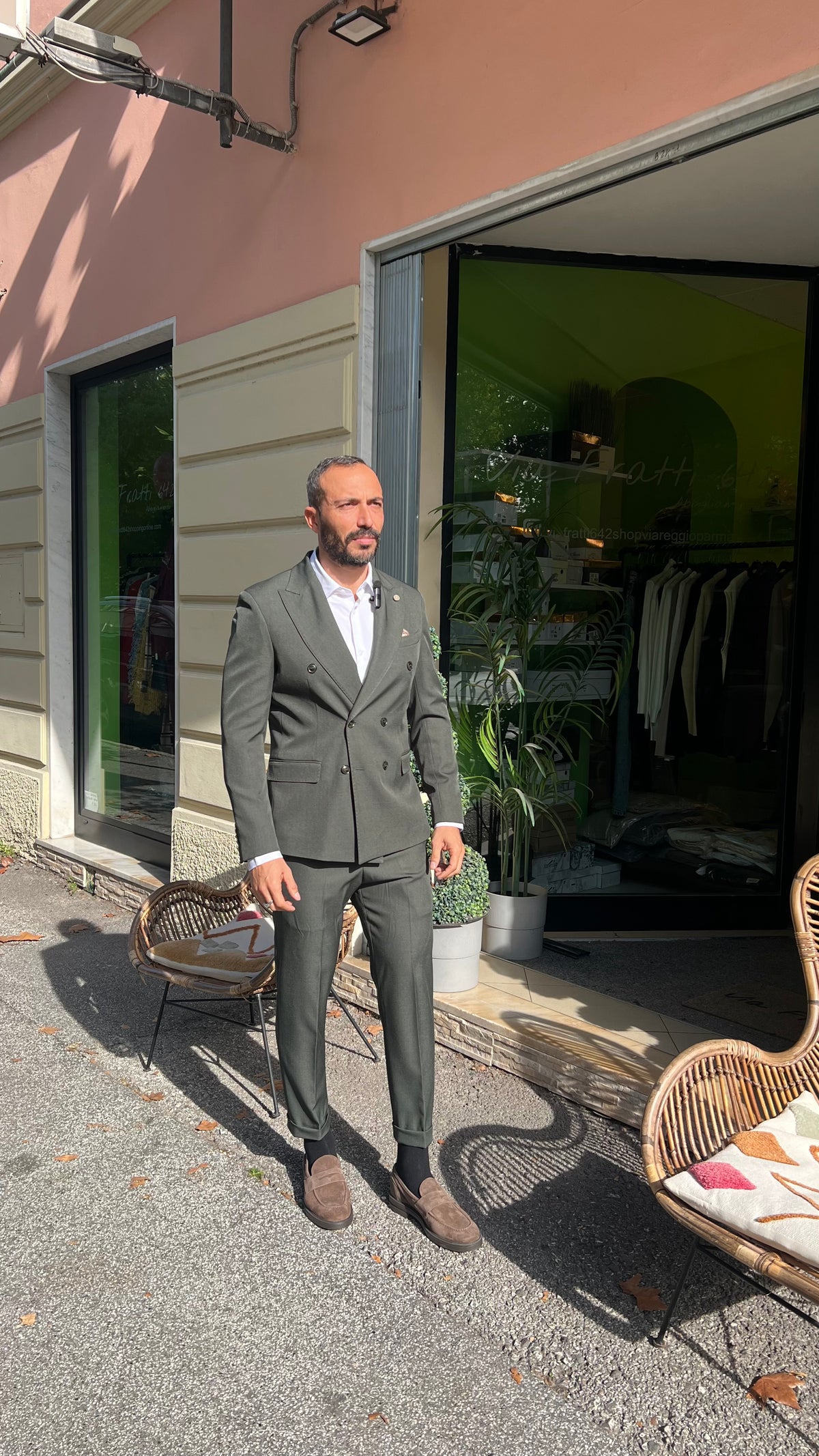Abito doppiopetto sartoriale verde bosco